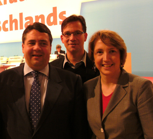 Sigmar Gabriel, Florian Pronold und Annette Karl